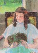 Mary Cassatt Young Girl Reading USA oil painting artist